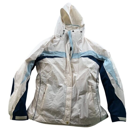 Columbia Jackets & Blazers - Columbia Womens Interchange Jacket Medium White Hooded Full Zip Outdoors Casual